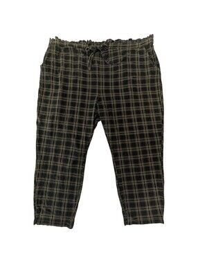 Torrid Flannel Green Plaid Ankle Crop Pants Sz 5X Pull-On Elastic Waist Slim Fit